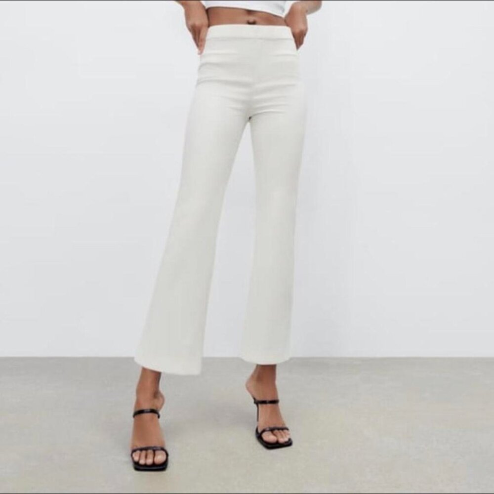Zara Mini Flare Pants - White - S - NWT